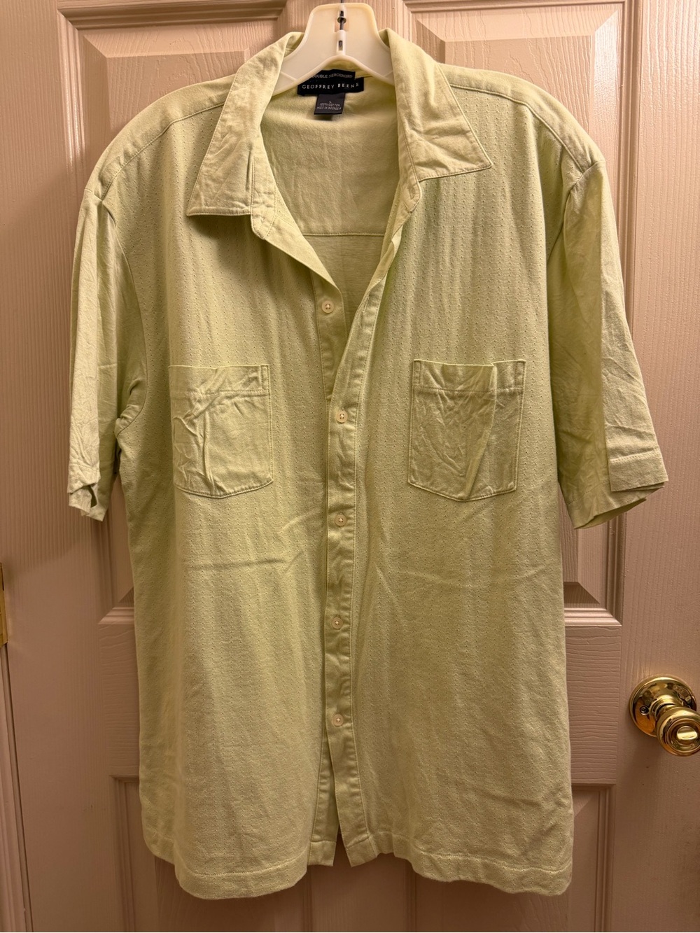 Geoffrey Beene Pale Green Short-Sleeve Button-Front Shirt